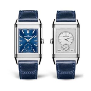 Jaeger-Lecoultre Reverso Tribute Duoface Q3988482 Blue And Grey Dial 47 X 28.3 Mm Stainless Steel Blue Leather Strap Men’S Watch