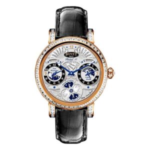 Bovet Dimier Recital 17 Moon Phase 18Kt Rose Gold With Baguette &Amp; Lugs On Bezel 46Mm Men’S Watch