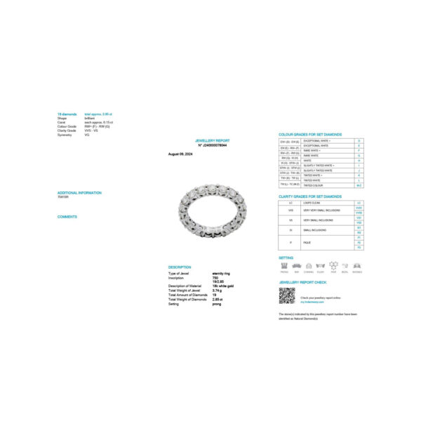 RD. Eternity Band-15 Pointer-2.85CTS-HRD-F-G/VVS-VS,75815R,Total Wt – 3.74gm - Image 3