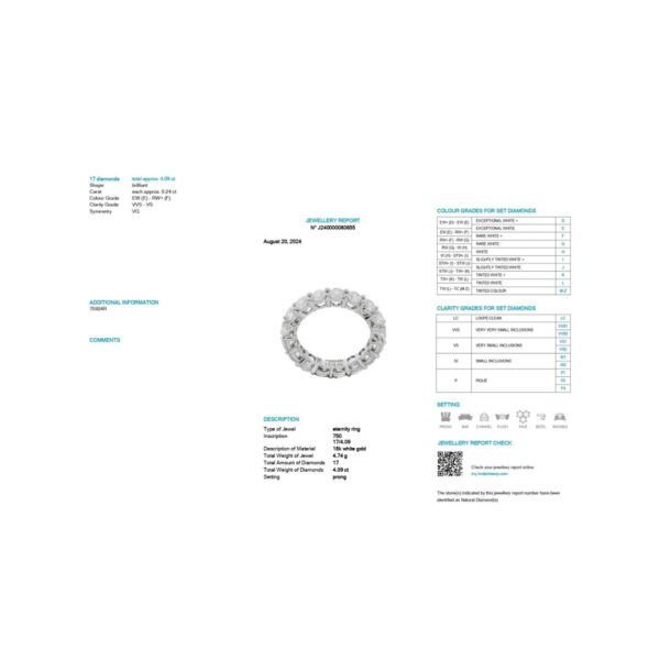 RD. Eternity Band- 24 Pointer- 4.09CTS-HRD-E-F/VVS-VS,75924R,Total Wt – 4.74gm - Image 3