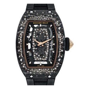 Richard Mille Rm07-01 Tpt Starry Night Black Skeletonized Diamond Dial Diamond Set Bezel 31.4Mm Carbon Ladies Watch