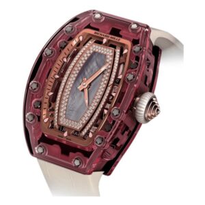 Richard Mille Rm 07-02 Pink Lady Sapphire Smokey Mother Of Pearl With Diamond-Set Dial Red Gold White Rubber Straps Ladies Watch