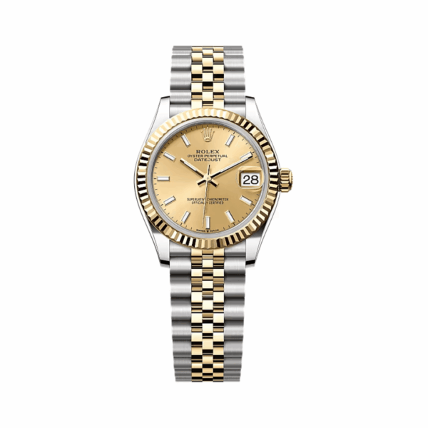 Rolex Datejust 31mm 278273 Yellow Dial Steel And Gold Yellow Gold Fluted Bezel Jubilee Womens Watch