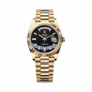 Rolex Day-Date 228238-0059 Yellow Gold Onyx Baguette Black Dial