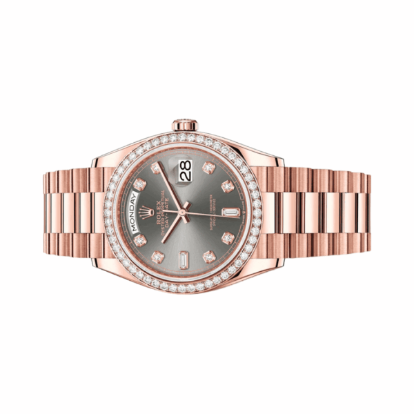 Rolex Day-Date 36 President 128345RBR Diamond Bezel Gray Dial - Image 3