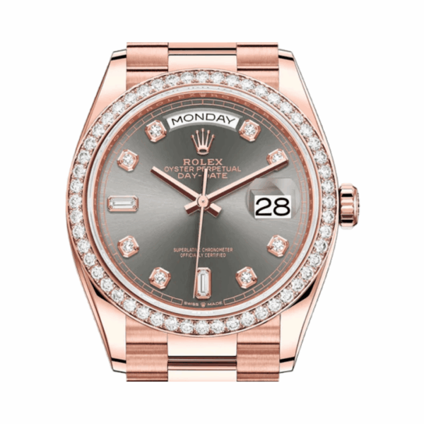 Rolex Day-Date 36 President 128345RBR Diamond Bezel Gray Dial - Image 2