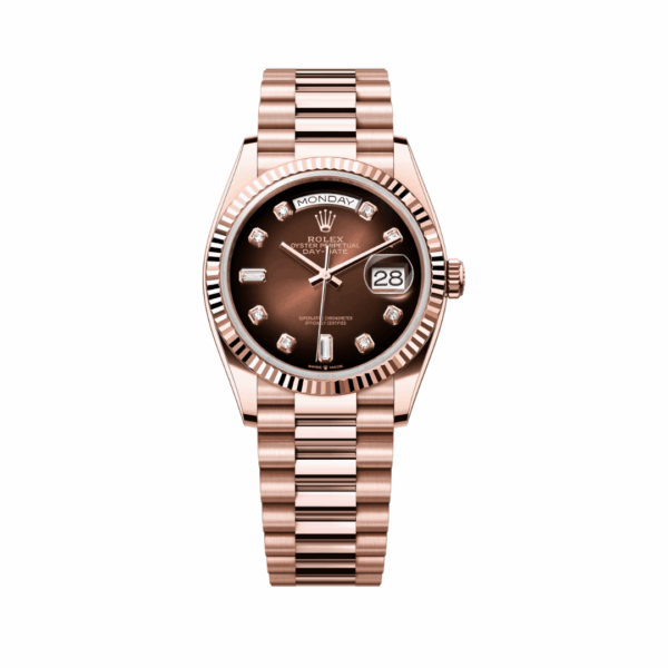 Rolex Day-Date 36 m128235-0037 18ct Everose Gold 36mm Brown Ombré Diamond Dial Unisex Watch