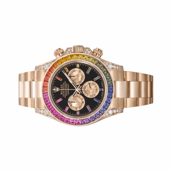 Rolex Daytona 116598RBOW Rainbow Yellow Gold Sapphire Bezel Black Dial - Image 3