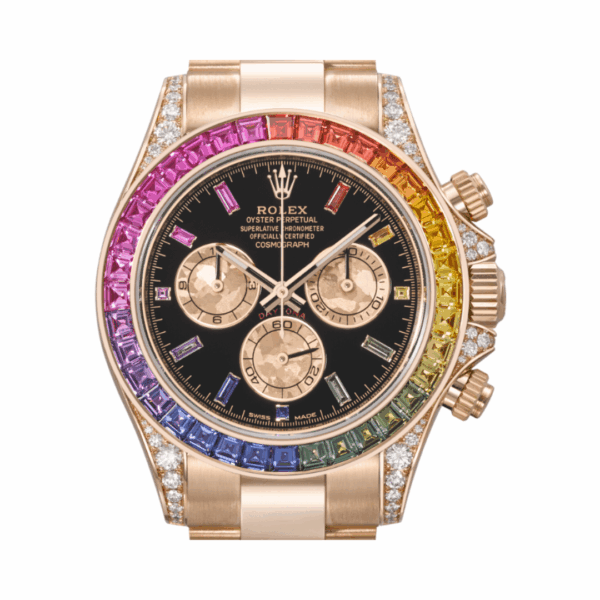 Rolex Daytona 116598RBOW Rainbow Yellow Gold Sapphire Bezel Black Dial - Image 4