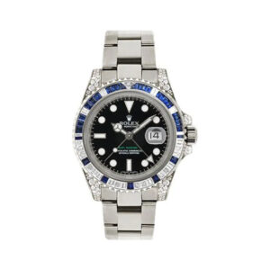 Rolex Gmt Master II 116759SA Black Dial White Gold With Sapphires And Diamonds  Bezel 40Mm 18K White Gold Men’S Watch