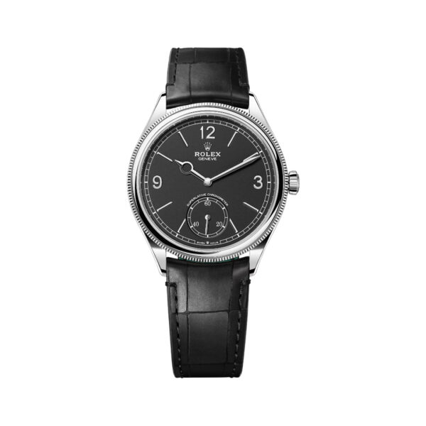 Rolex Perpetual 1908 – 52509-0002 White Gold Domed & Fluted Bezel Black Dial 39mm Men’s Watch