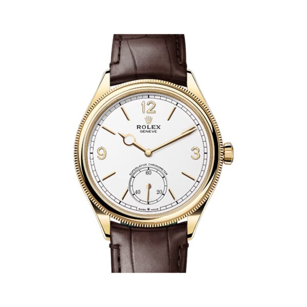 Rolex Perpetual 1908 – 52508-0006 Yellow Gold & Fluted Bezel White Dial 39mm Men’s Watch - Image 2
