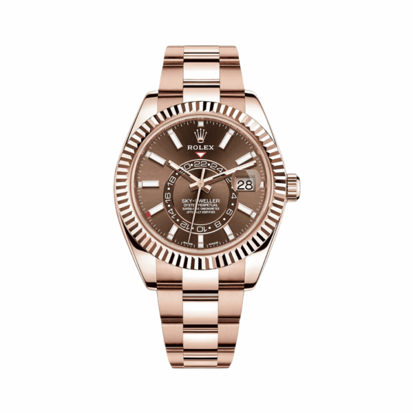 Rolex Sky Dweller 326935 CHOI 18K Everose Gold 42mm Chocolate Index Dial Mens Watch