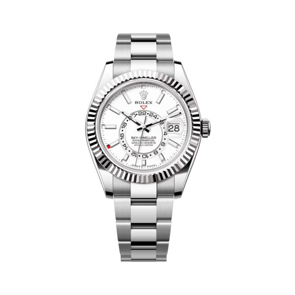 Rolex Sky Dweller 336934-0003 Steel & White Gold Fluted Bezel Oyster Bracelet 42mm Men’s Watch