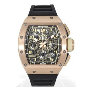 Richard Mille Rm 011 Ao Rg Ivory Felipe Massa Annual Calendar Flyback Chronograph 50Mm 18K Rose Gold Black Rubber Straps Men’S Watch