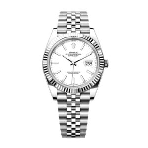 Rolex Datejust 126334-0010 White Index Dial White Gold Fluted Bezel 41mm Oystersteel Men’S Watch