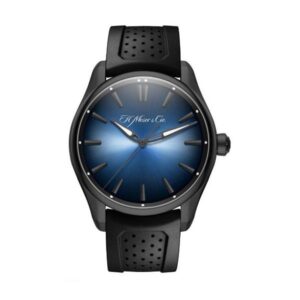 H.Moser & Cie. Pioneer 3200-1205 Blue Dial Centre Seconds 42.8Mm Black Rubber Straps Men’S Watch