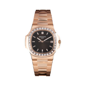 Patek Philippe Nautilus 5723/1R-010 Automatic Rose Gold Baguette Diamond Bezel 40mm Brown Dial Men’s Watch