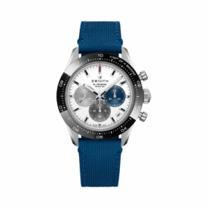 Zenith Chronomaster Sport 03.3100.3600/69.C823 Black Bezel Blue Fabric Strap 41mm White Dial Unisex Watch