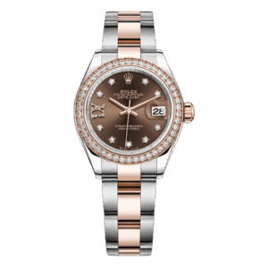 Rolex Datejust 279381Rbr Chdo Chocolate Diamond Ix Dial Diamond Paved Bezel 28Mm Rose Gold & Stainless Steel Ladies Watch