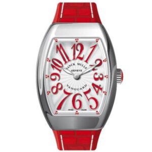 Franck Muller Vanguard V 35 Qz Ac Rg White Red Numerals Master Of Complications 35Mm Stainless Steel Red Leather Straps Ladies Watch