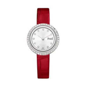 Piaget Possession Watch White Gold Diamond Silver Dial Red Strap Ref.  G0A43084