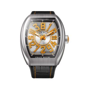 Franck Muller Vanguard Crazy Hours 44Mm Titanium Orange Dial Watch