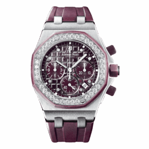 Audemars Piguet 26048Sk.Zz.D066Ca.01 Royal Oak Offshore Chronograph Purple Dial Gem-Set Bezel 37Mm Stainless Steel Ladies Watch